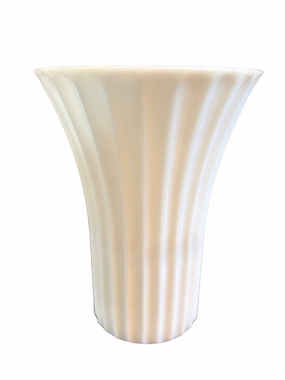 Vintage White Milk Glass Flared Fluted 8” Vase
